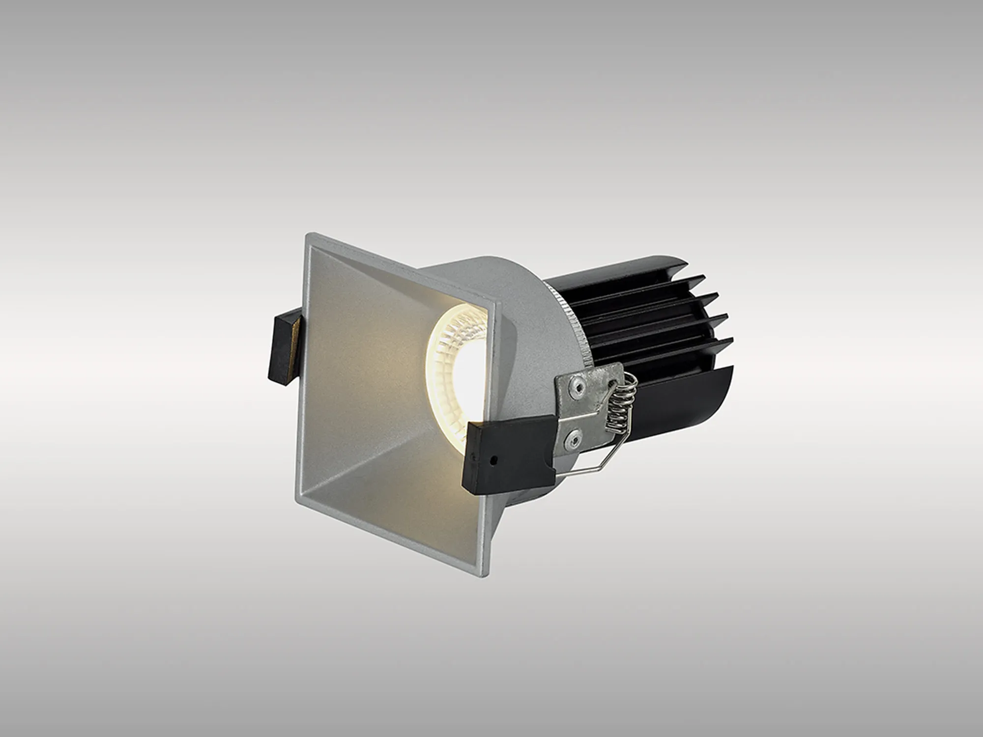 Biox 12 Tridonic Powered 12W 3000K 1200lm 12° CRI>90 LED Engine  Silver Square Fixed Recessed Spotlight, IP20